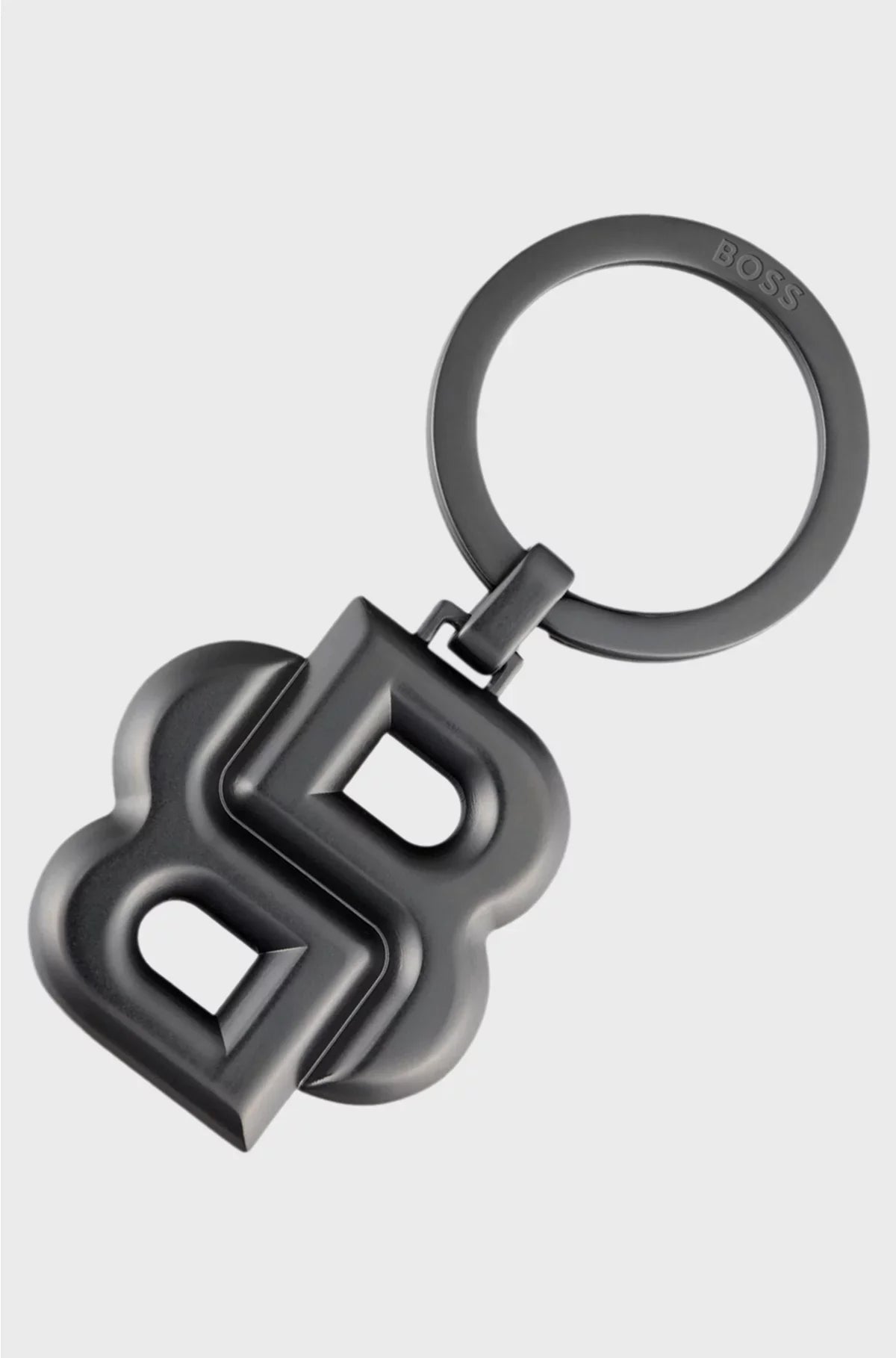 KEY RING WITH MATTE-GUNMETAL DOUBLE B MONOGRAM