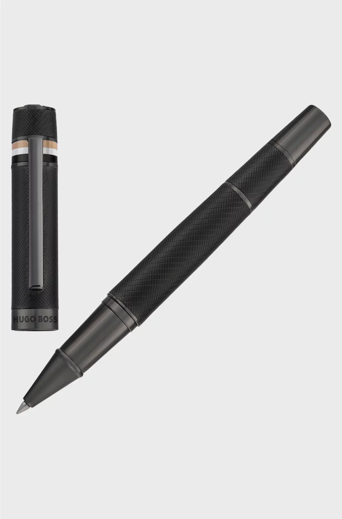TEXTURED-BARREL BALLPOINT PEN WITH SIGNATURE-STRIPE RING