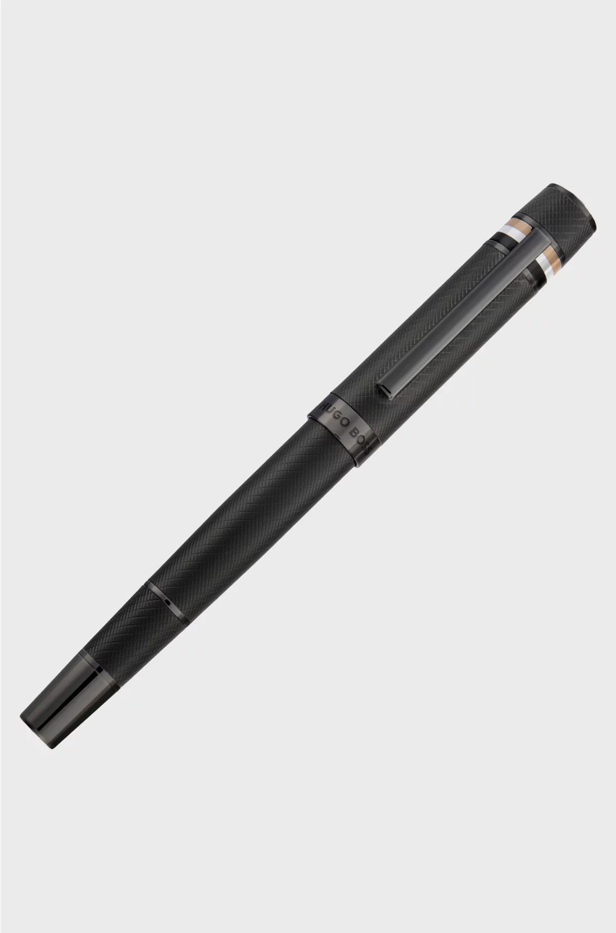 TEXTURED-BARREL BALLPOINT PEN WITH SIGNATURE-STRIPE RING