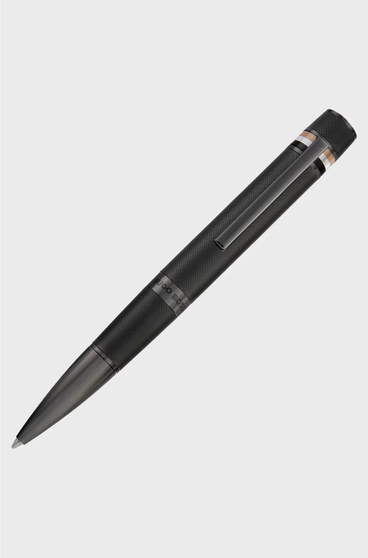 TEXTURED-BARREL BALLPOINT PEN WITH SIGNATURE-STRIPE RING