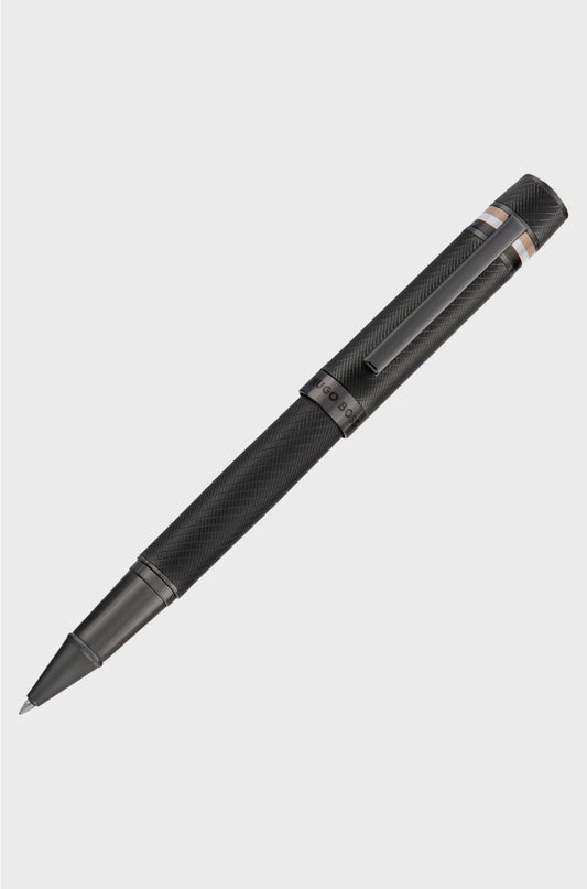 TEXTURED-BARREL ROLLERBALL PEN WITH SIGNATURE-STRIPE RING