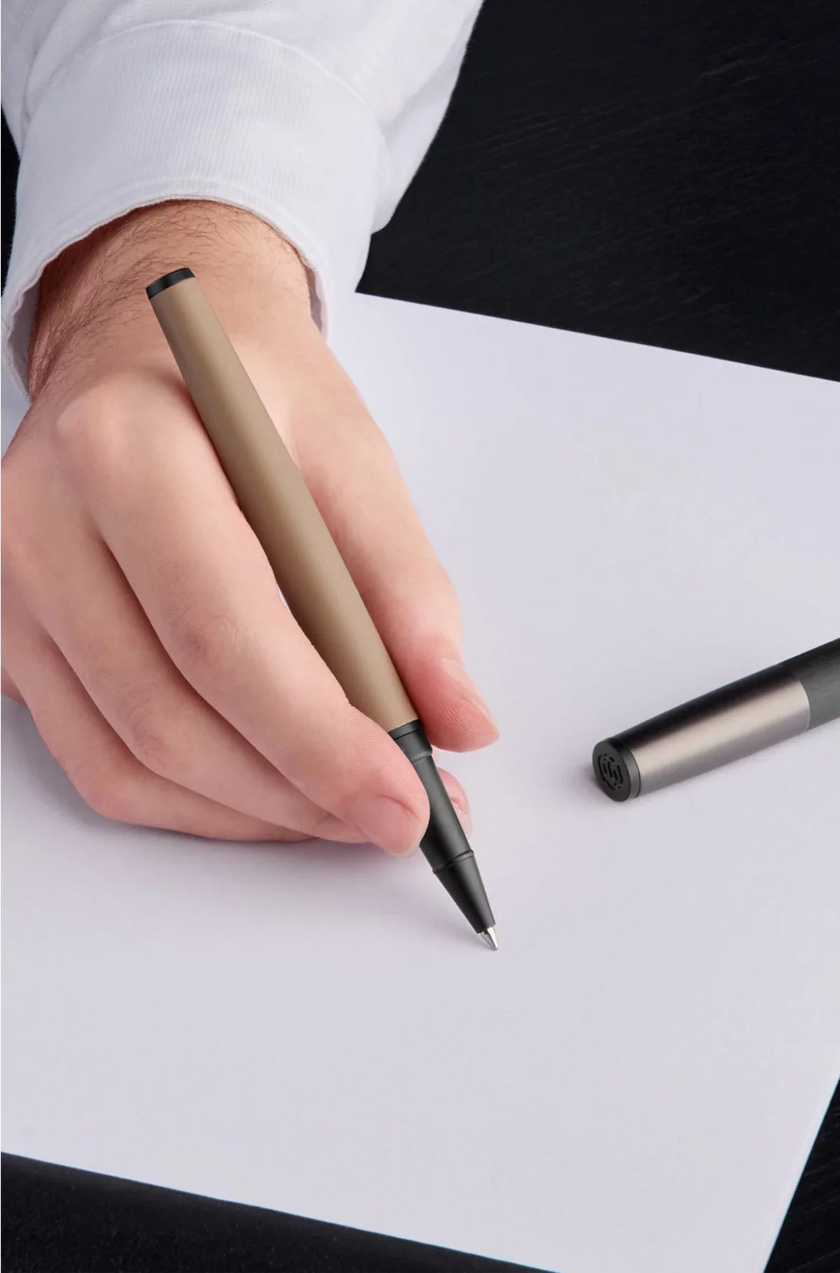 CAMEL-BARREL ROLLERBALL PEN WITH LOGO CAP