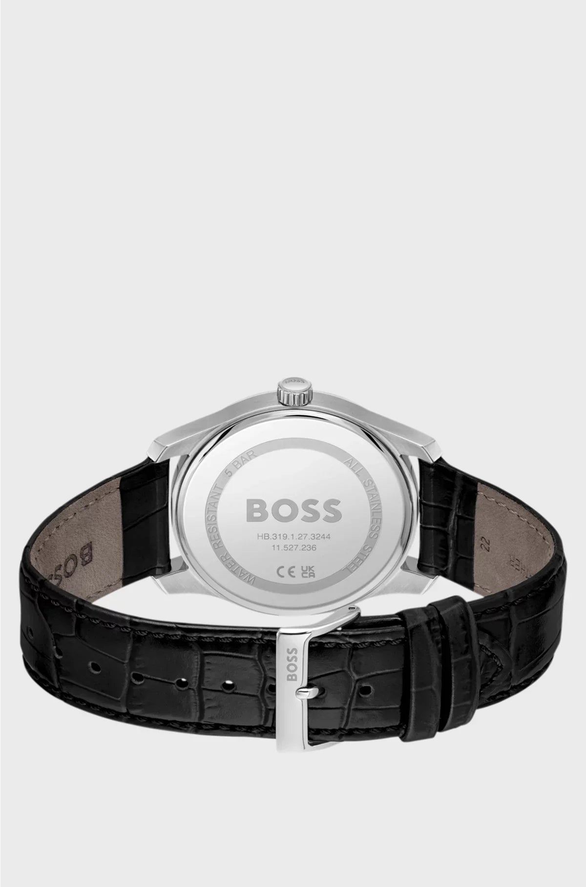 PRINCIPLE MASTER BLACK-TEXTURED-DIAL WATCH WITH LEATHER STRAP
