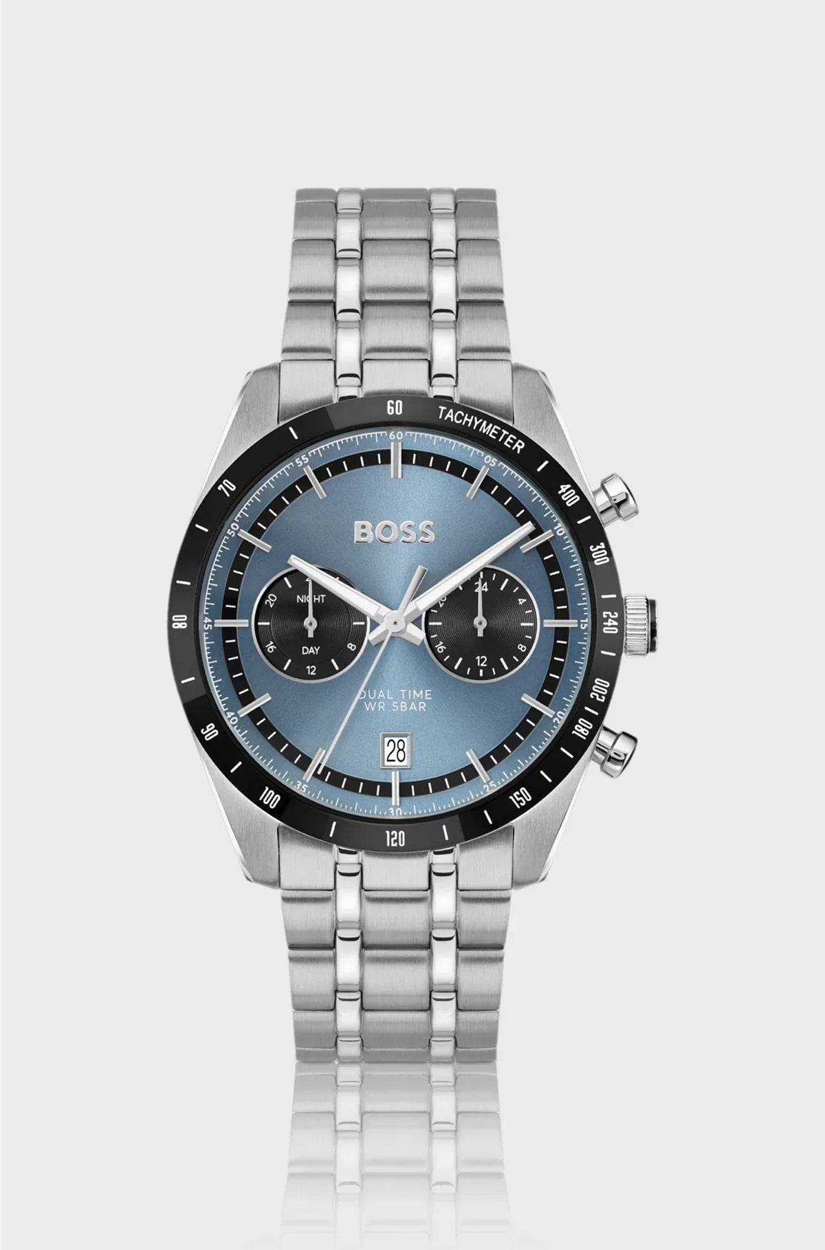 TOURMASTER BLUE-DIAL WATCH WITH MULTI-LINK BRACELET