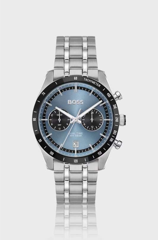 TOURMASTER BLUE-DIAL WATCH WITH MULTI-LINK BRACELET