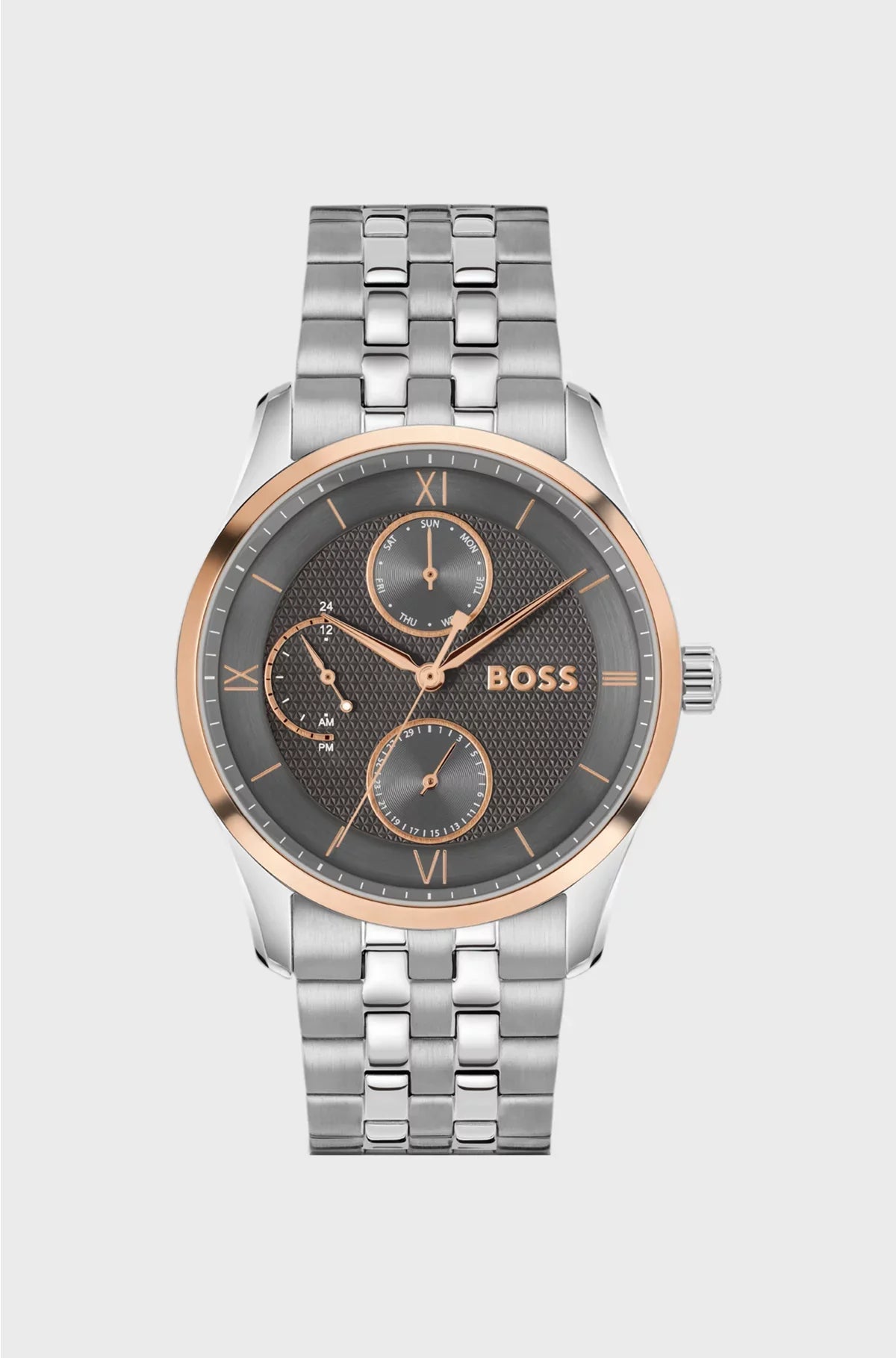 PRINCIPLE MASTER GREY-TEXTURED-DIAL WATCH WITH MULTI-LINK BRACELET