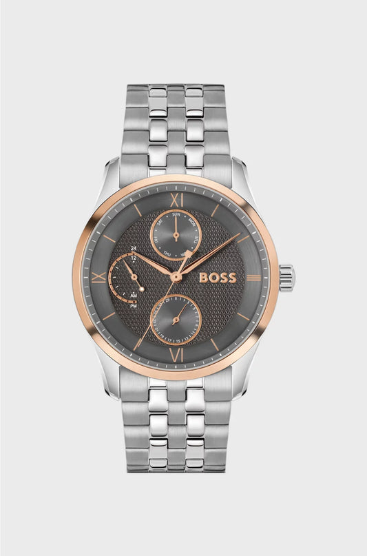 PRINCIPLE MASTER GREY-TEXTURED-DIAL WATCH WITH MULTI-LINK BRACELET