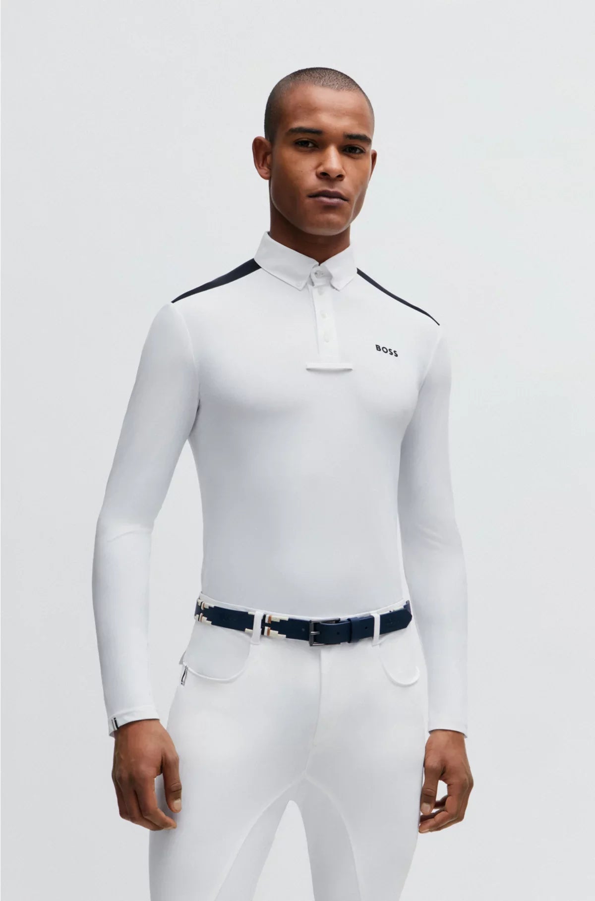 EQUESTRIAN SHOW SHIRT WITH SHOULDER INSERTS AND LOGO