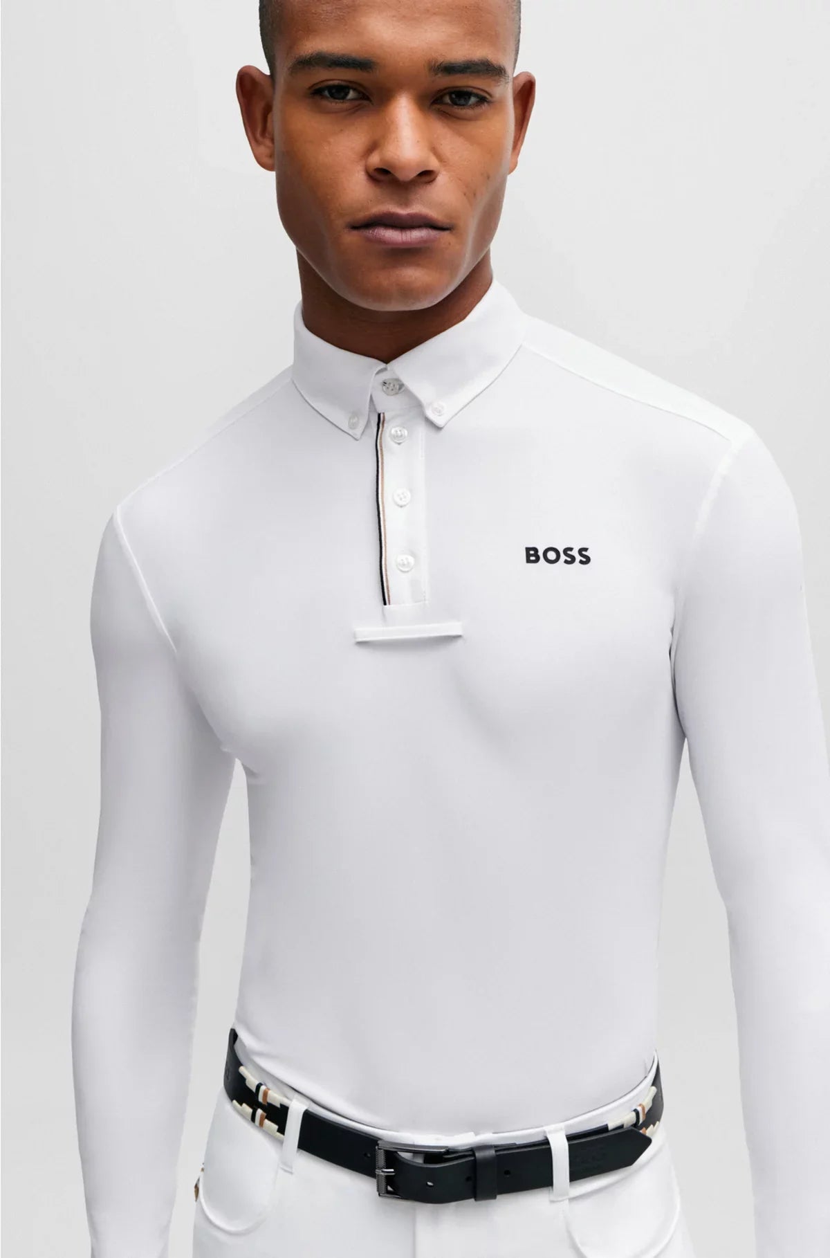 EQUESTRIAN SHOW SHIRT IN WHITE WITH SIGNATURE-STRIPE DETAILS