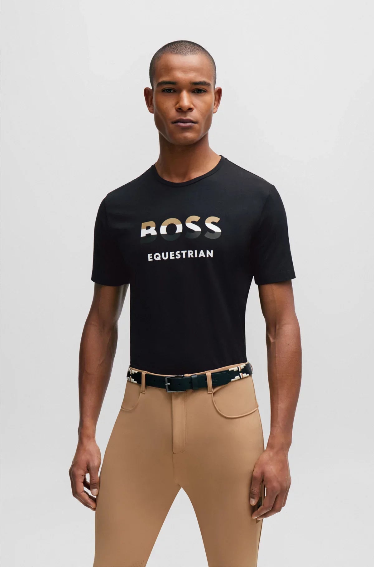 EQUESTRIAN SHORT-SLEEVED STRETCH-COTTON T-SHIRT WITH LOGO