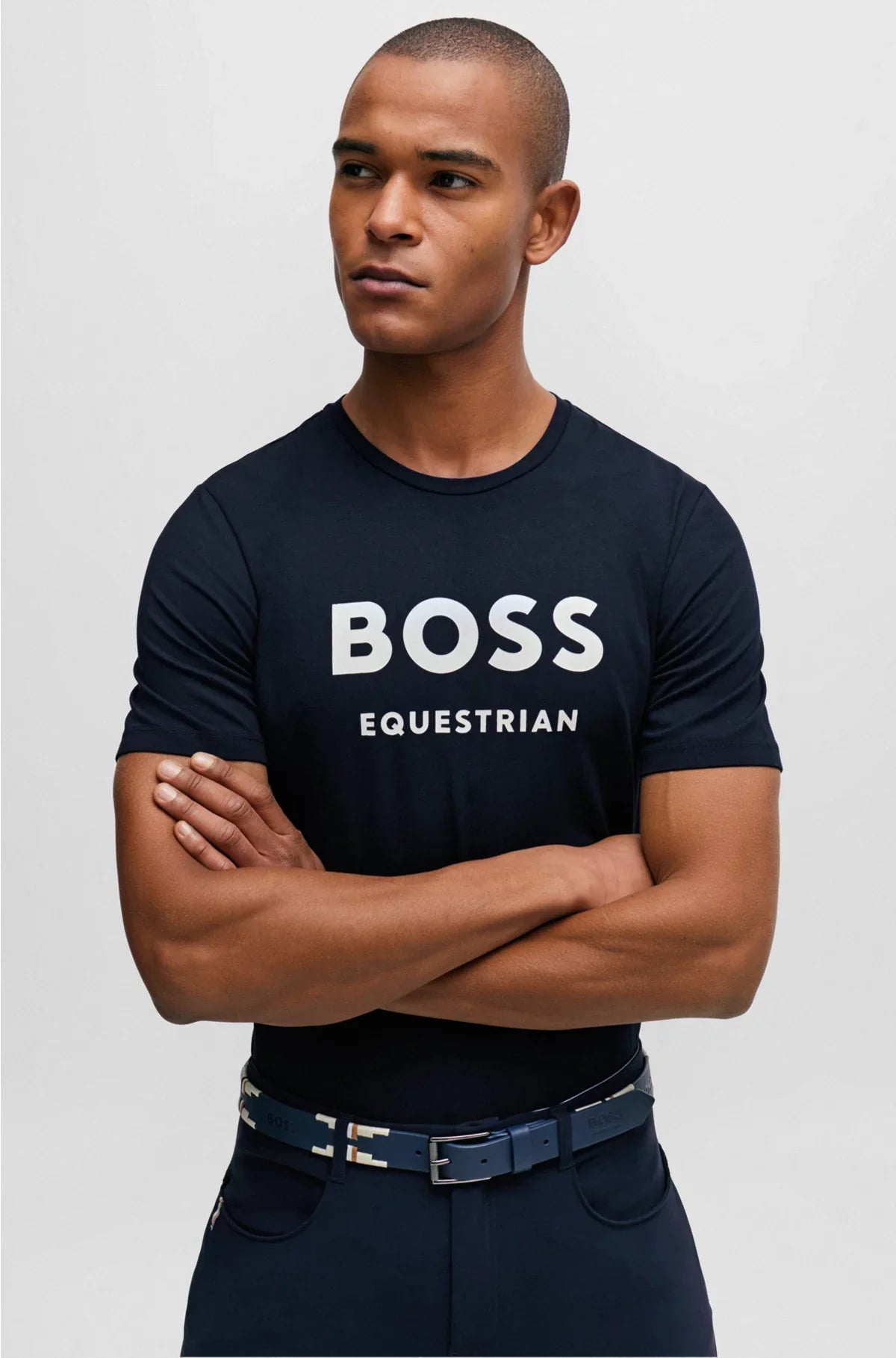 EQUESTRIAN SHORT-SLEEVED STRETCH-COTTON T-SHIRT WITH LOGO