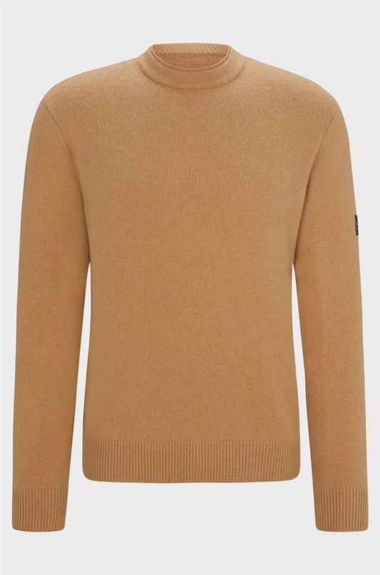 MAGLIONE EQUESTRE IN COTONE E CASHMERE CON PATCH LOGO