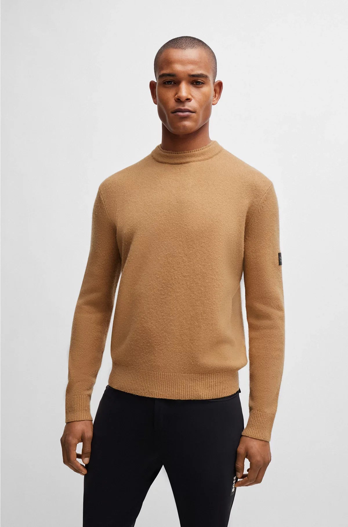 MAGLIONE EQUESTRE IN COTONE E CASHMERE CON PATCH LOGO