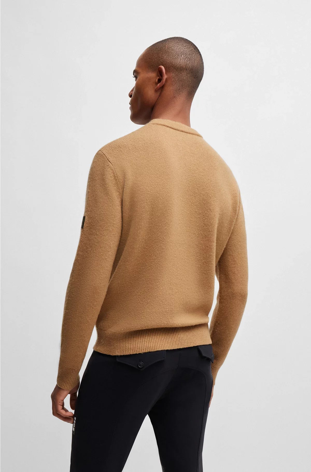 MAGLIONE EQUESTRE IN COTONE E CASHMERE CON PATCH LOGO