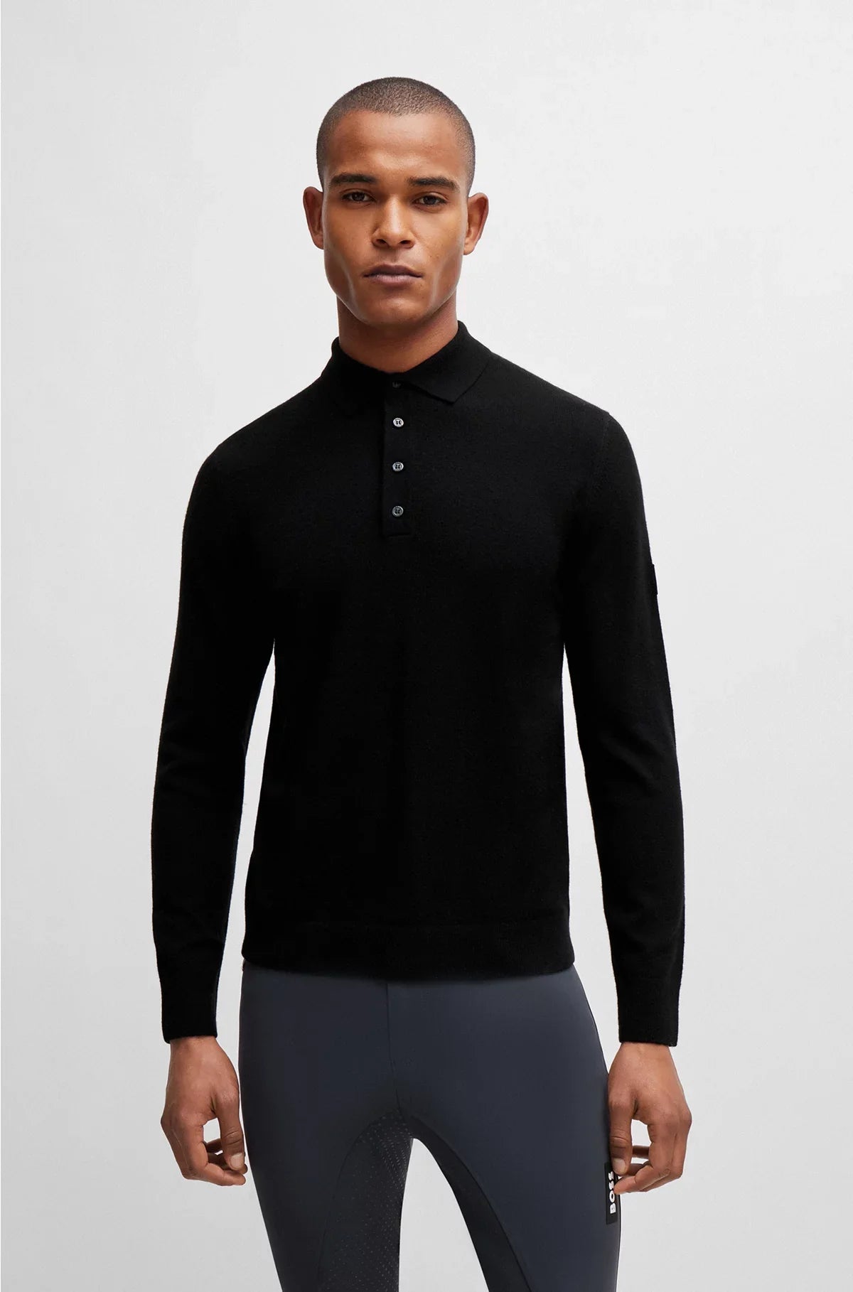 EQUESTRIAN KNIT POLO IN A COTTON-CASHMERE BLEND