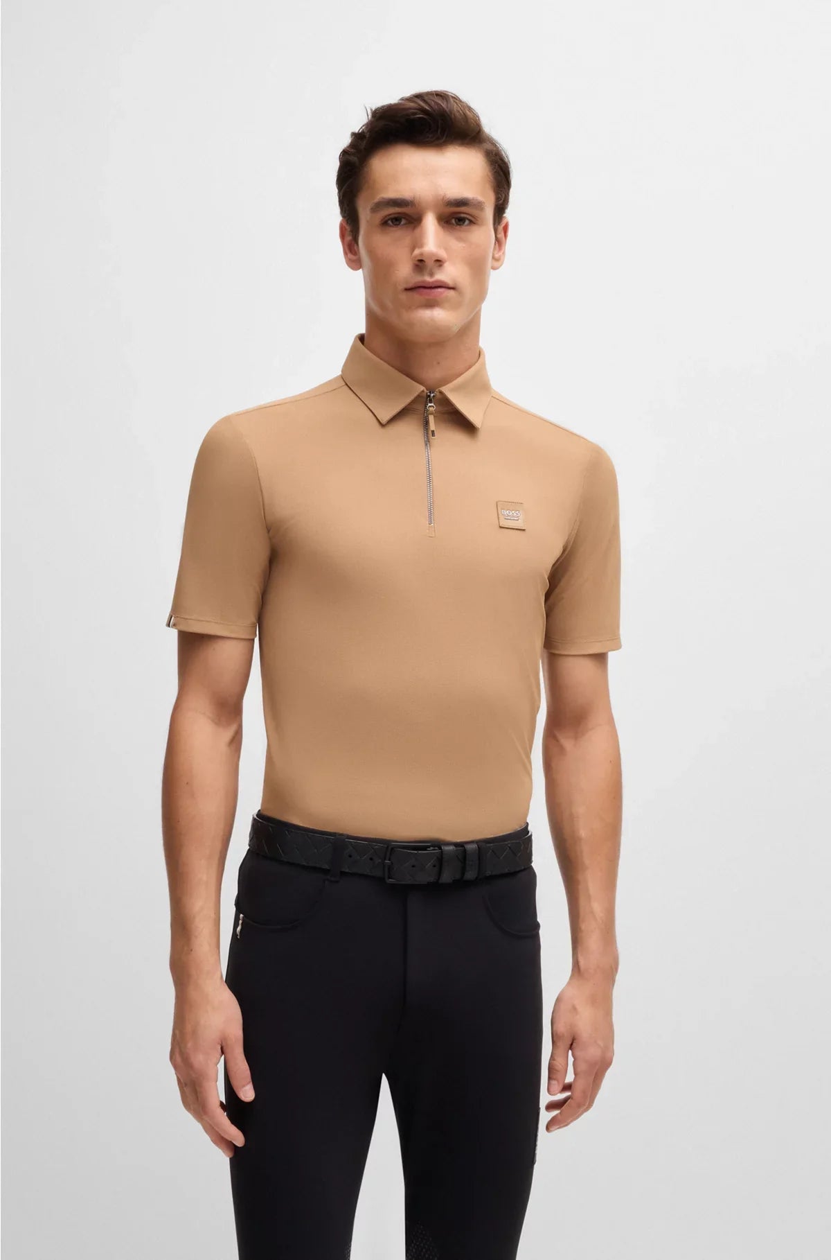 EQUESTRIAN STRETCH-PIQUE TRAINING SHIRT WITH ZIP PLACKET