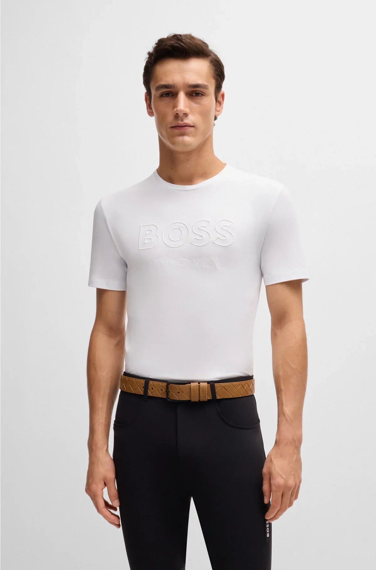 EQUESTRIAN STRETCH-COTTON T-SHIRT WITH LOGO EMBROIDERY