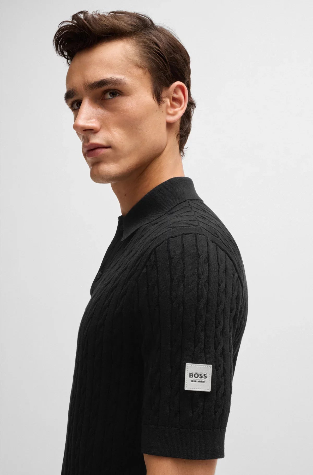 EQUESTRIAN KNIT POLO WITH CABLE STRUCTURE