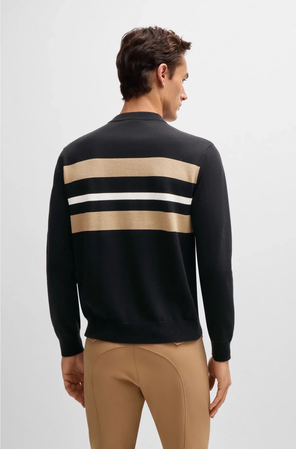 MAGLIONE IN COTONE DA EQUITAZIONE A RIGHE A CONTRASTO