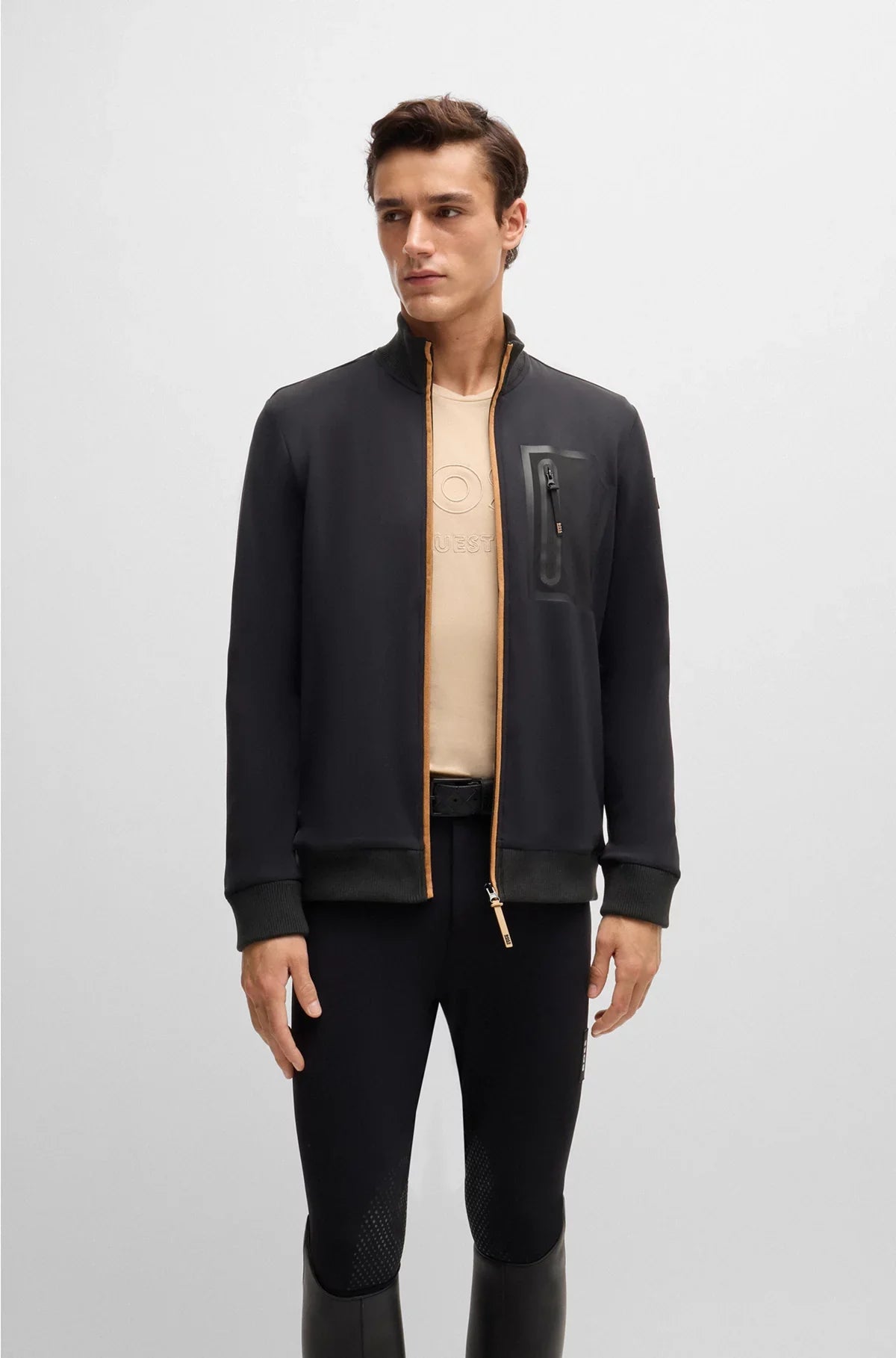 CARDIGAN EQUESTRE CON TASCA SUL PETTO CON CERNIERA