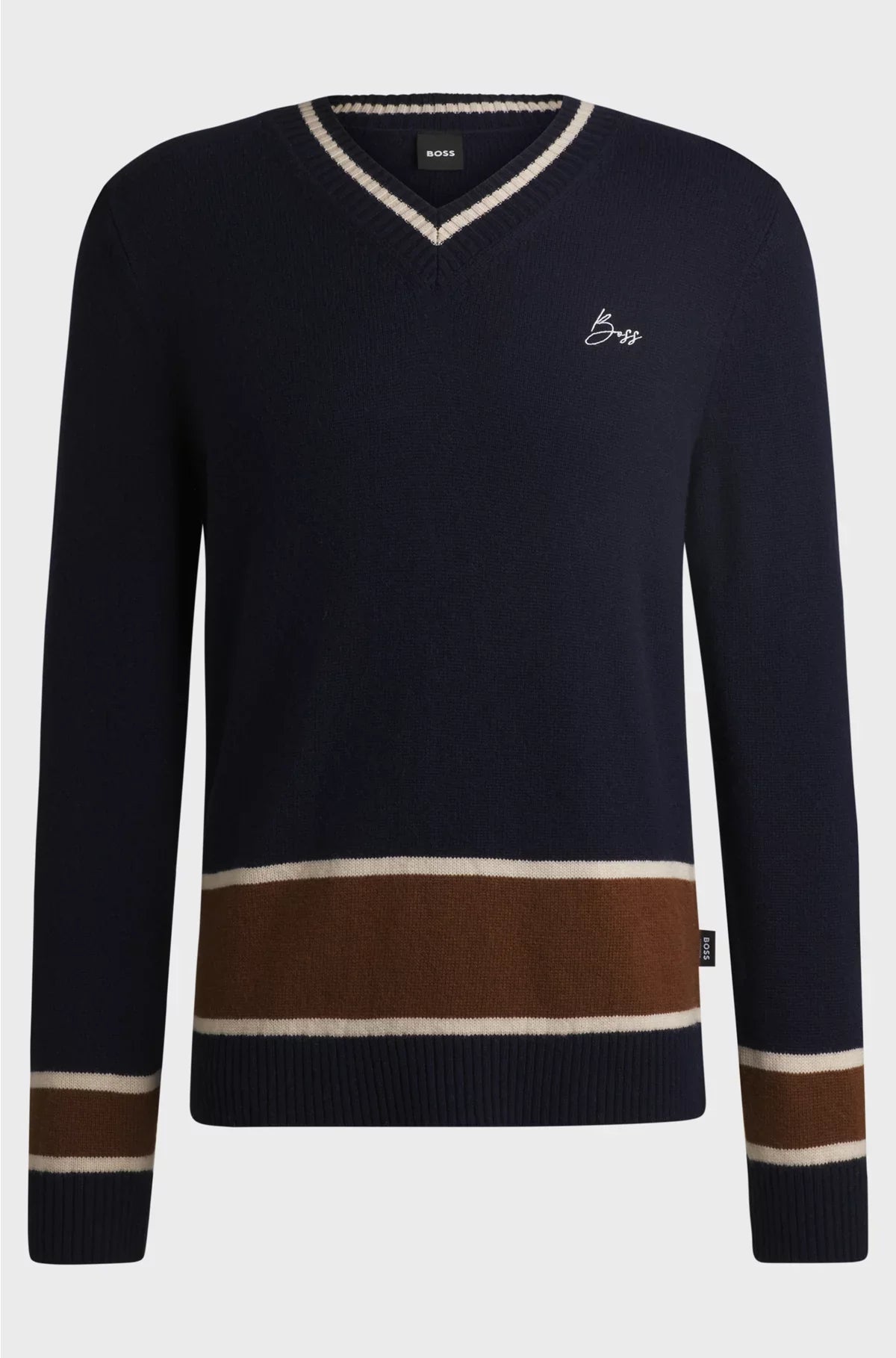 EQUESTRIAN V-NECK SWEATER IN WOOL AND CASHMERE