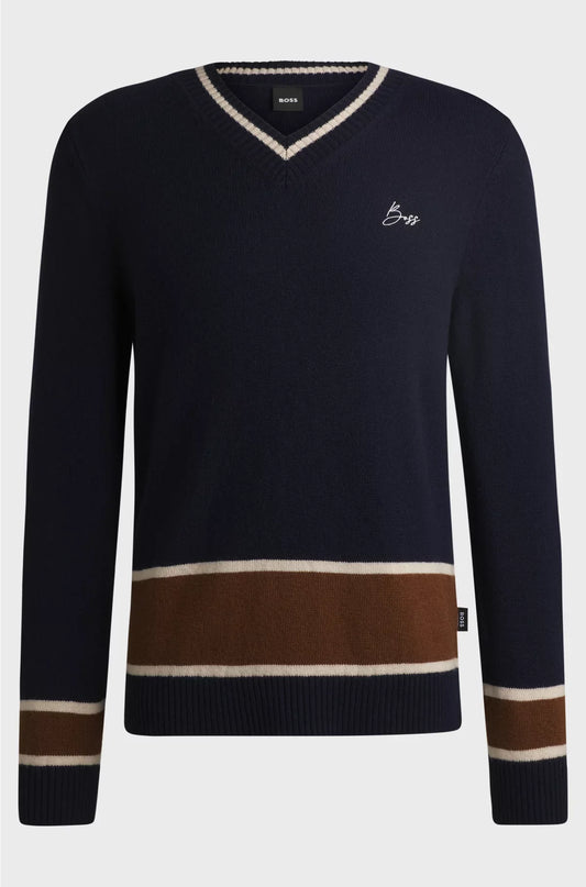 MAGLIONE CON SCOLLO A V DA EQUITAZIONE IN LANA E CASHMERE