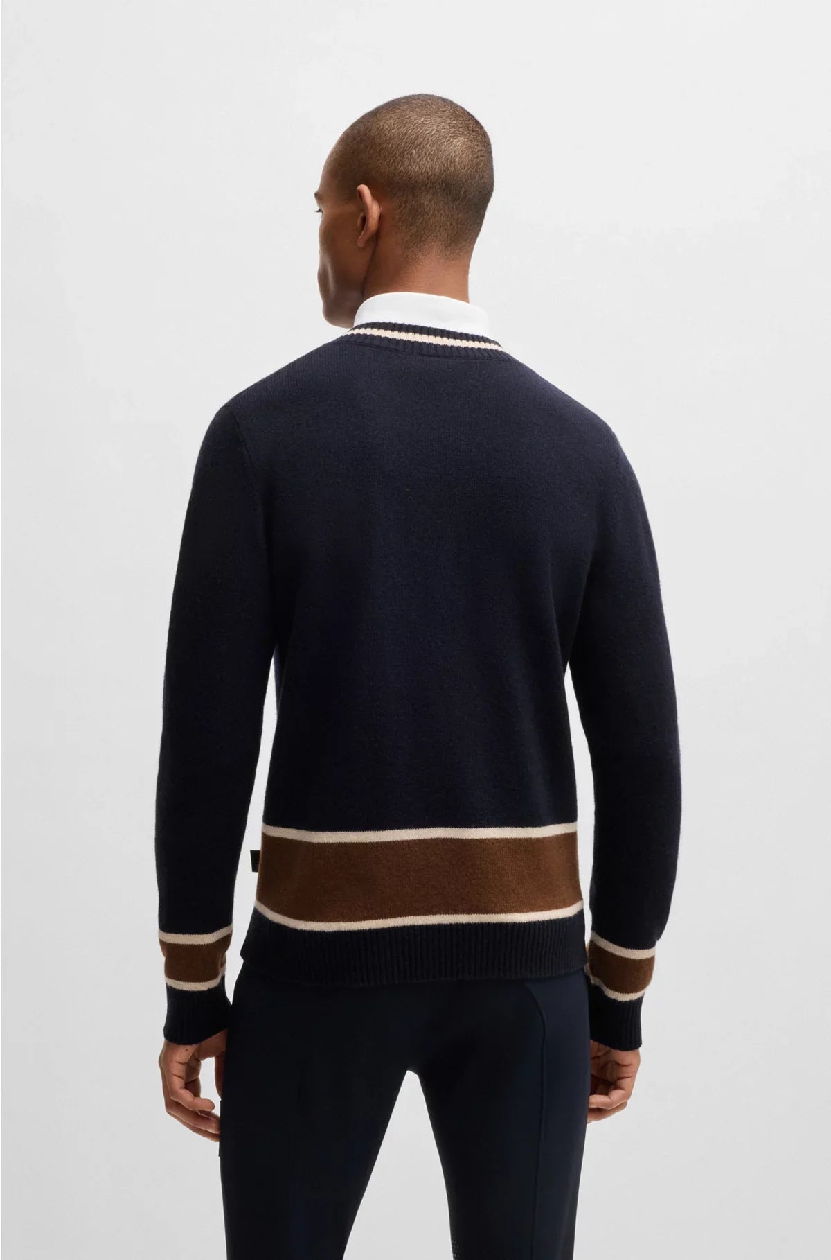 EQUESTRIAN V-NECK SWEATER IN WOOL AND CASHMERE