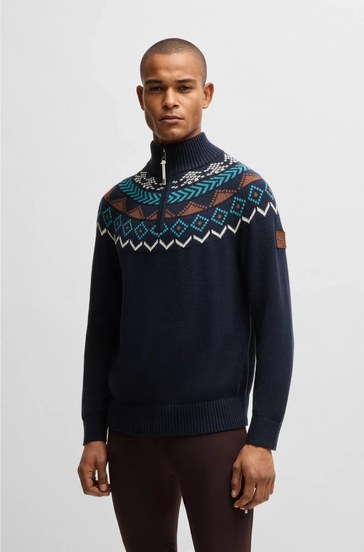 EQUESTRIAN TROYER SWEATER WITH KNITTED PATTERN