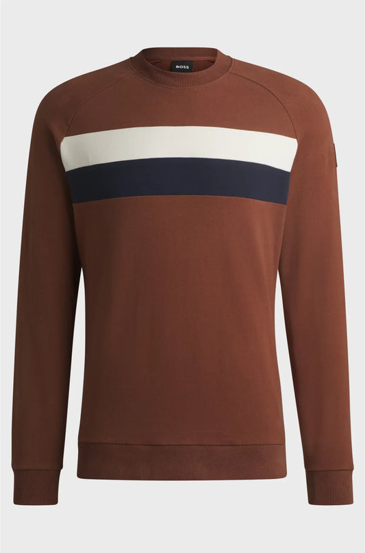 EQUESTRIAN STRETCH-COTTON SWEATSHIRT WITH BLOCK STRIPES