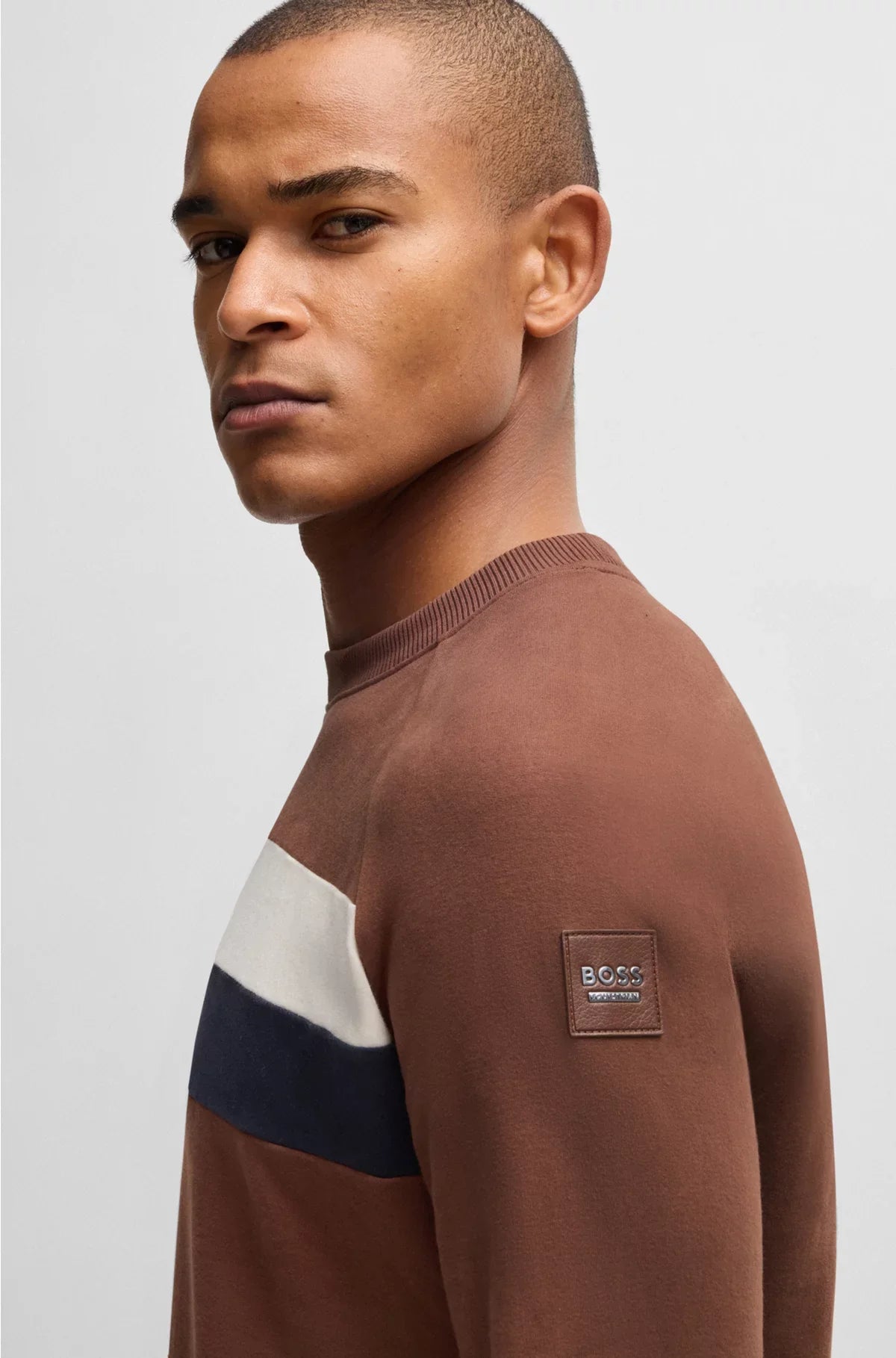 EQUESTRIAN STRETCH-COTTON SWEATSHIRT WITH BLOCK STRIPES