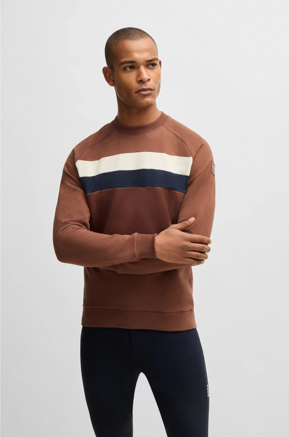 EQUESTRIAN STRETCH-COTTON SWEATSHIRT WITH BLOCK STRIPES