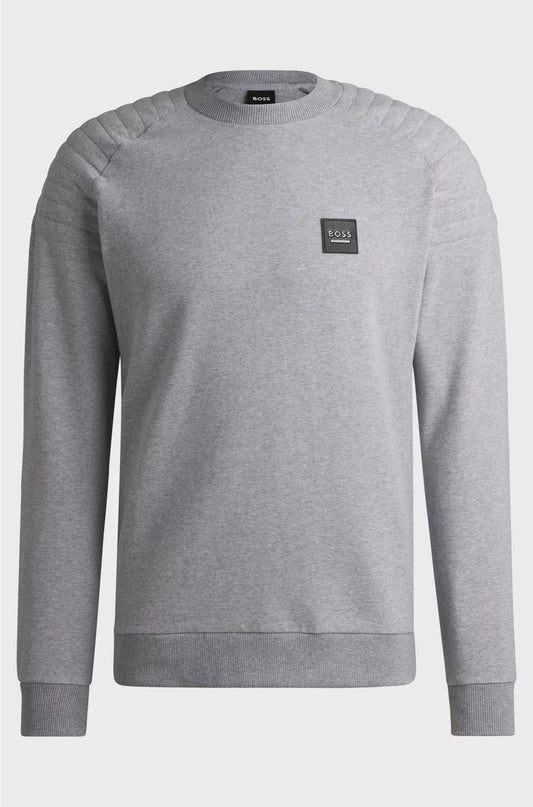 EQUESTRIAN STRETCH-COTTON SWEATSHIRT WITH SHOULDER STITCHING
