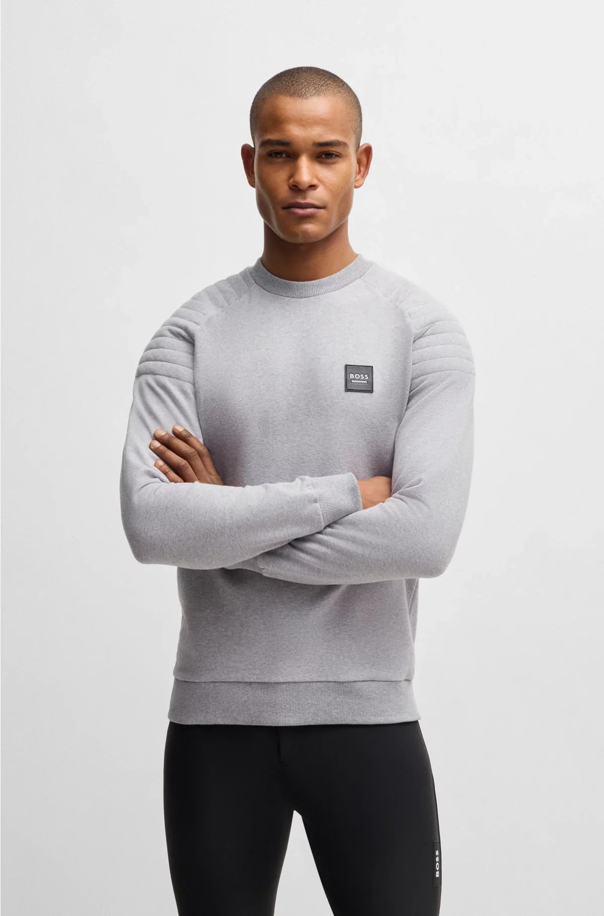 EQUESTRIAN STRETCH-COTTON SWEATSHIRT WITH SHOULDER STITCHING