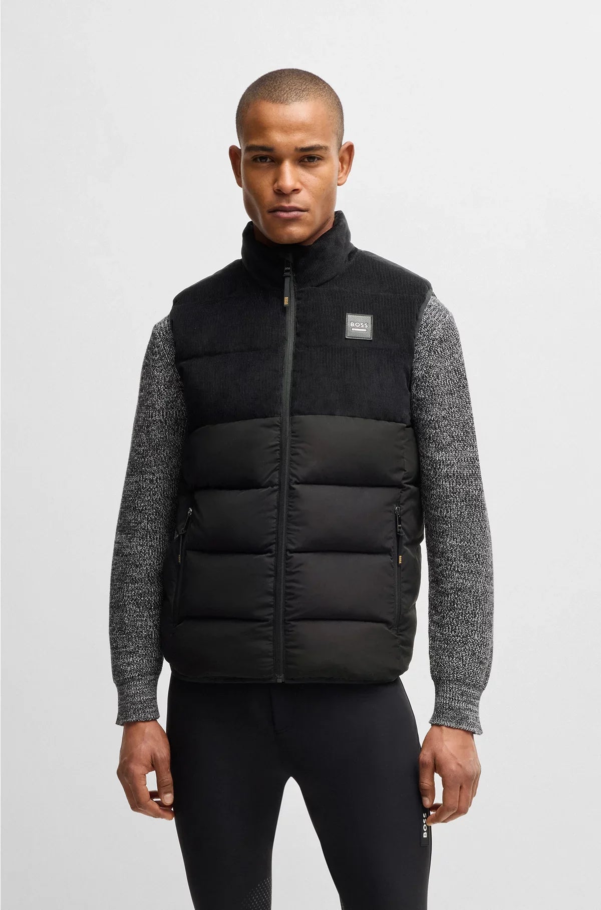 EQUESTRIAN WATERPROOF PADDED GILET WITH CORDUROY PANEL