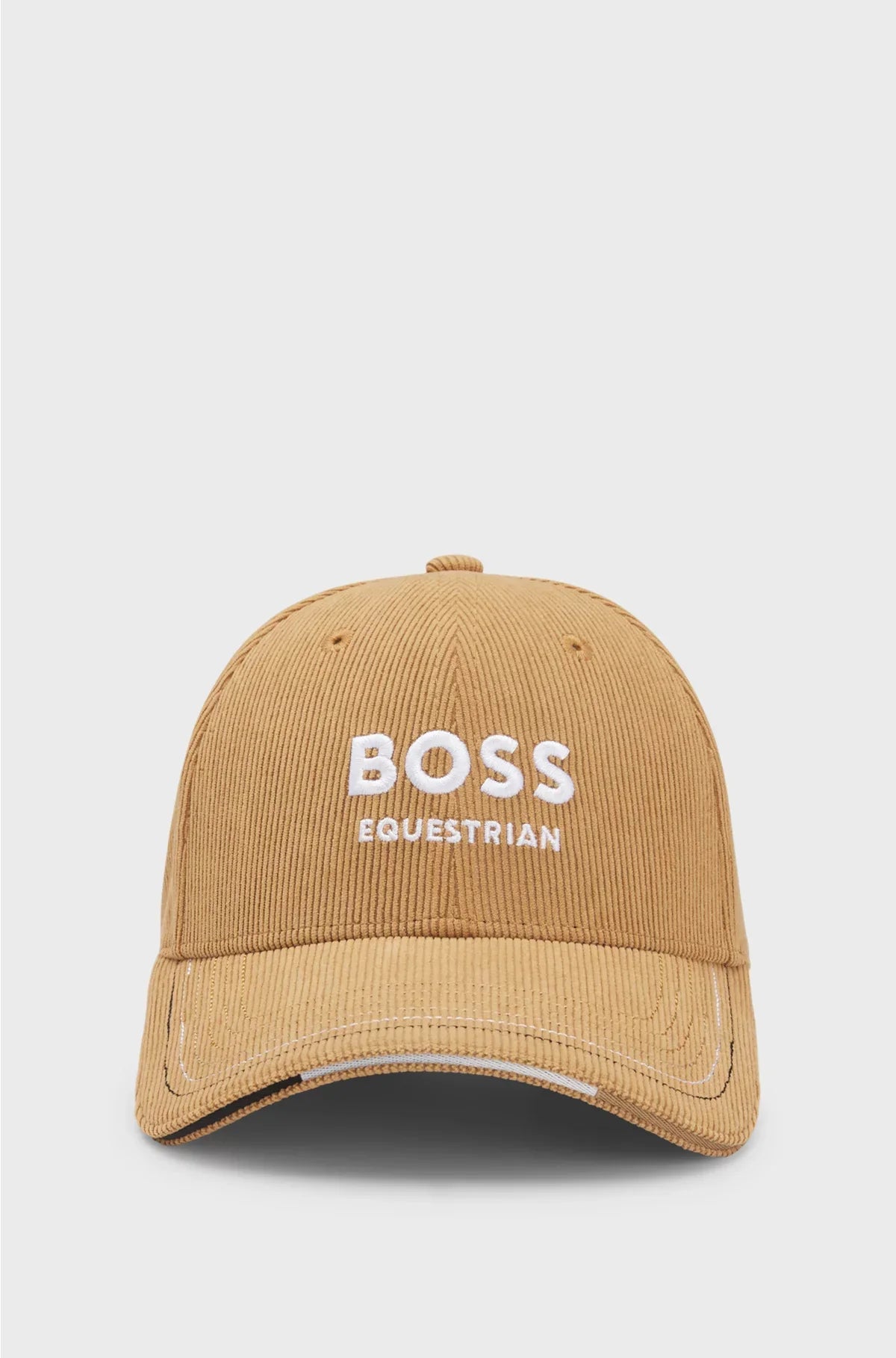 CAPPELLO DA EQUITAZIONE CON LOGO RICAMATO IN VELLUTO A COSTINE DI COTONE