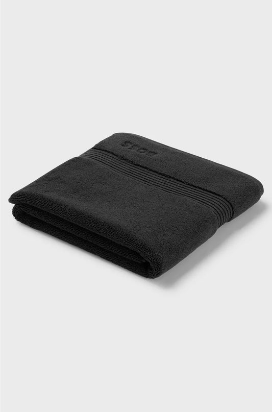 BLACK AEGEAN-COTTON BATH MAT WITH TONAL LOGO