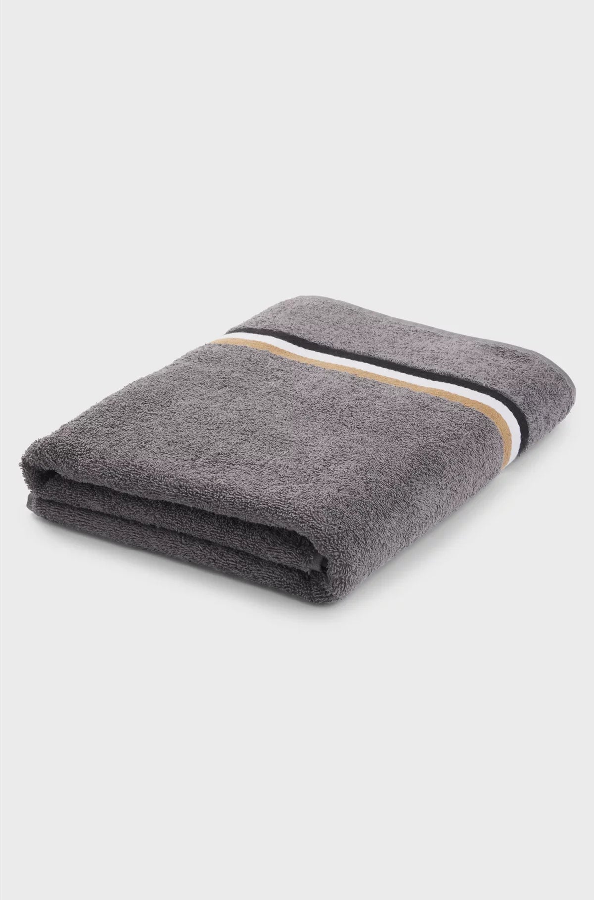 COTTON-TERRY BATH SHEET WITH SIGNATURE-STRIPE RIBBON