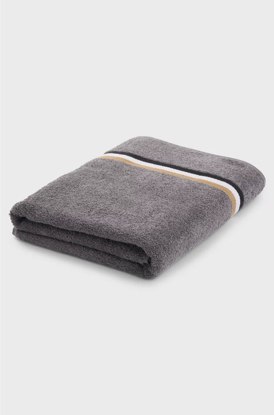 COTTON-TERRY BATH SHEET WITH SIGNATURE-STRIPE RIBBON