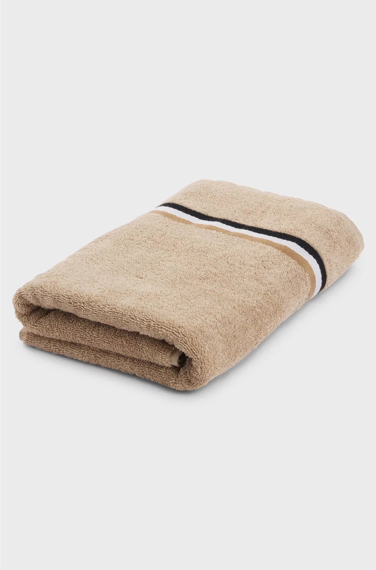 COTTON BATH TOWEL WITH SIGNATURE-STRIPE BORDER