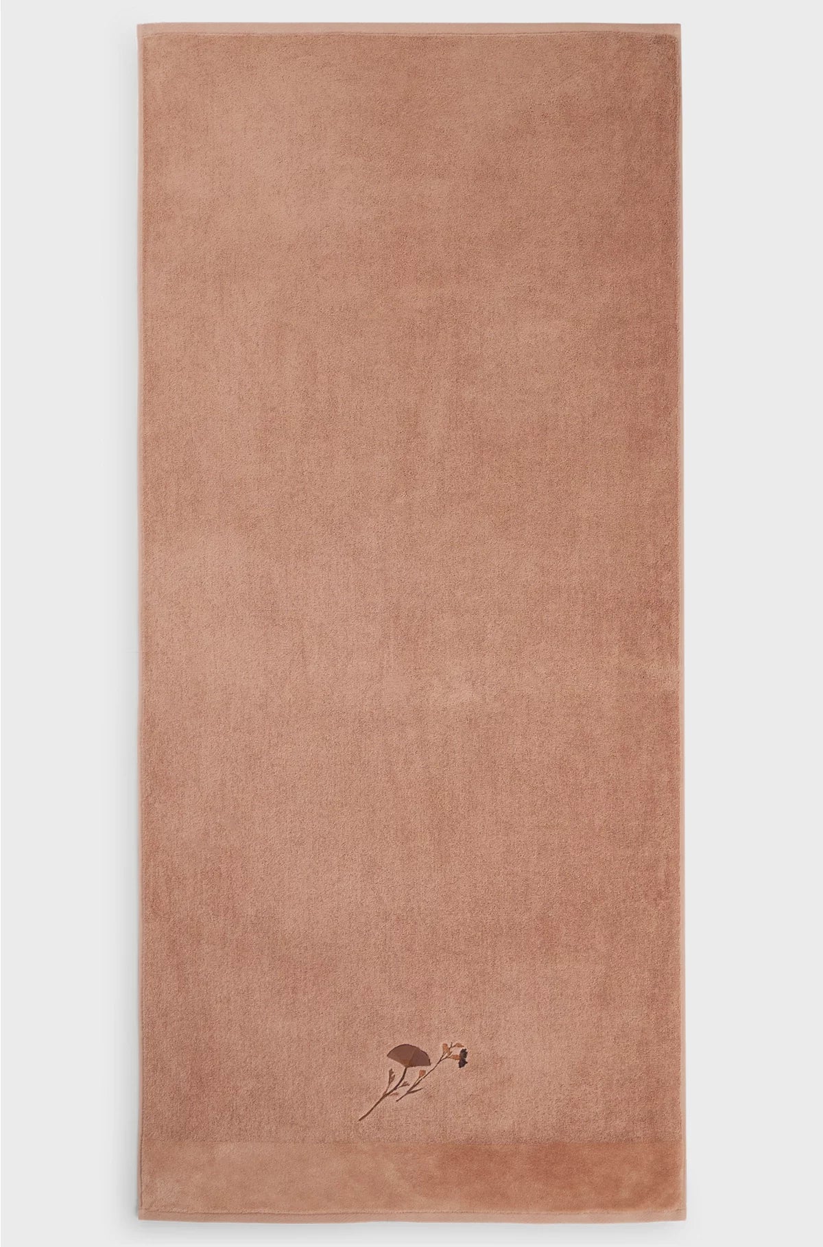 COTTON BATH TOWEL WITH EMBROIDERED FLORALS AND VELVET STRIPE