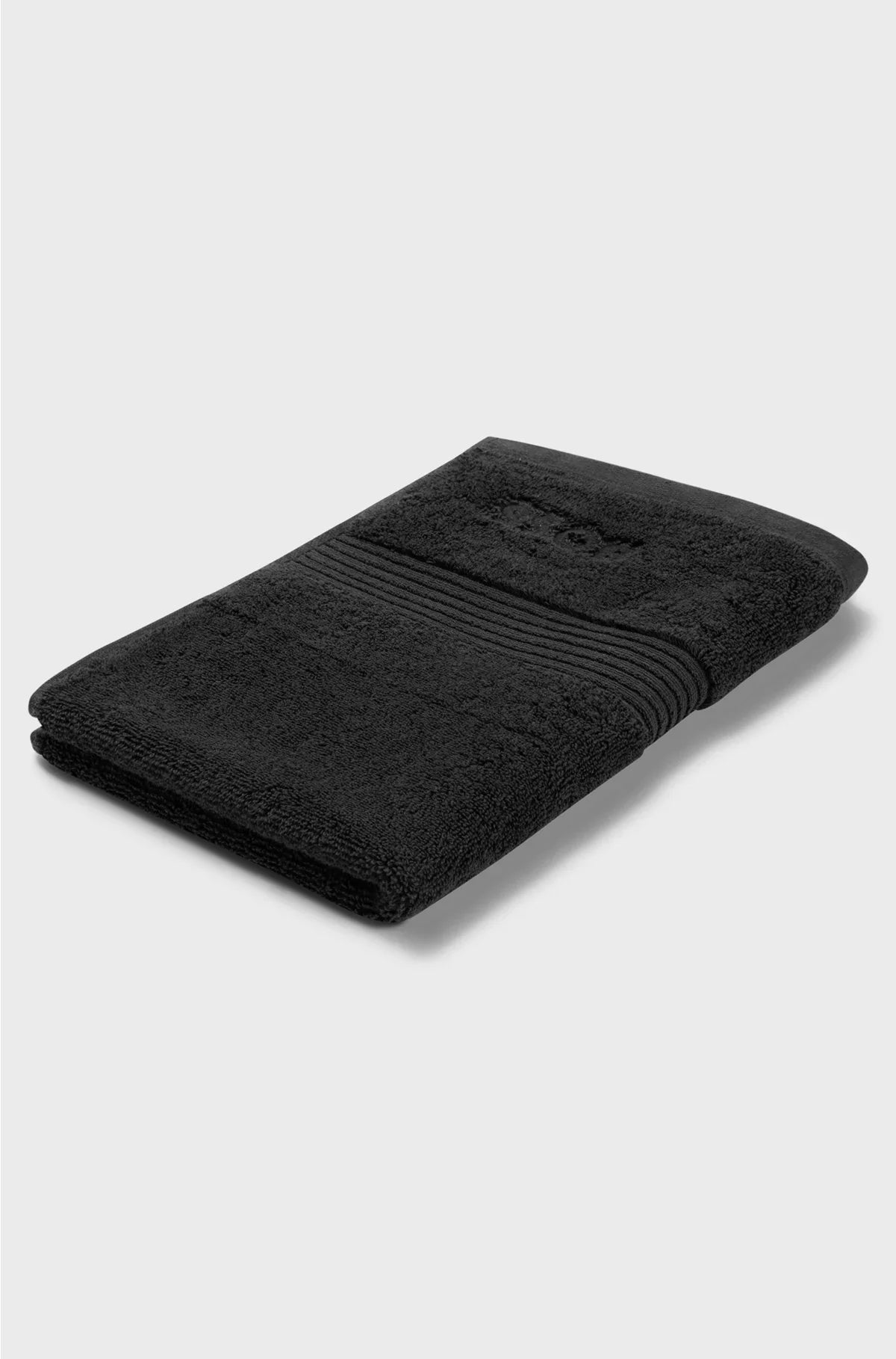 COTTON GUEST TOWEL IN BLACK WITH EMBROIDERED LOGO