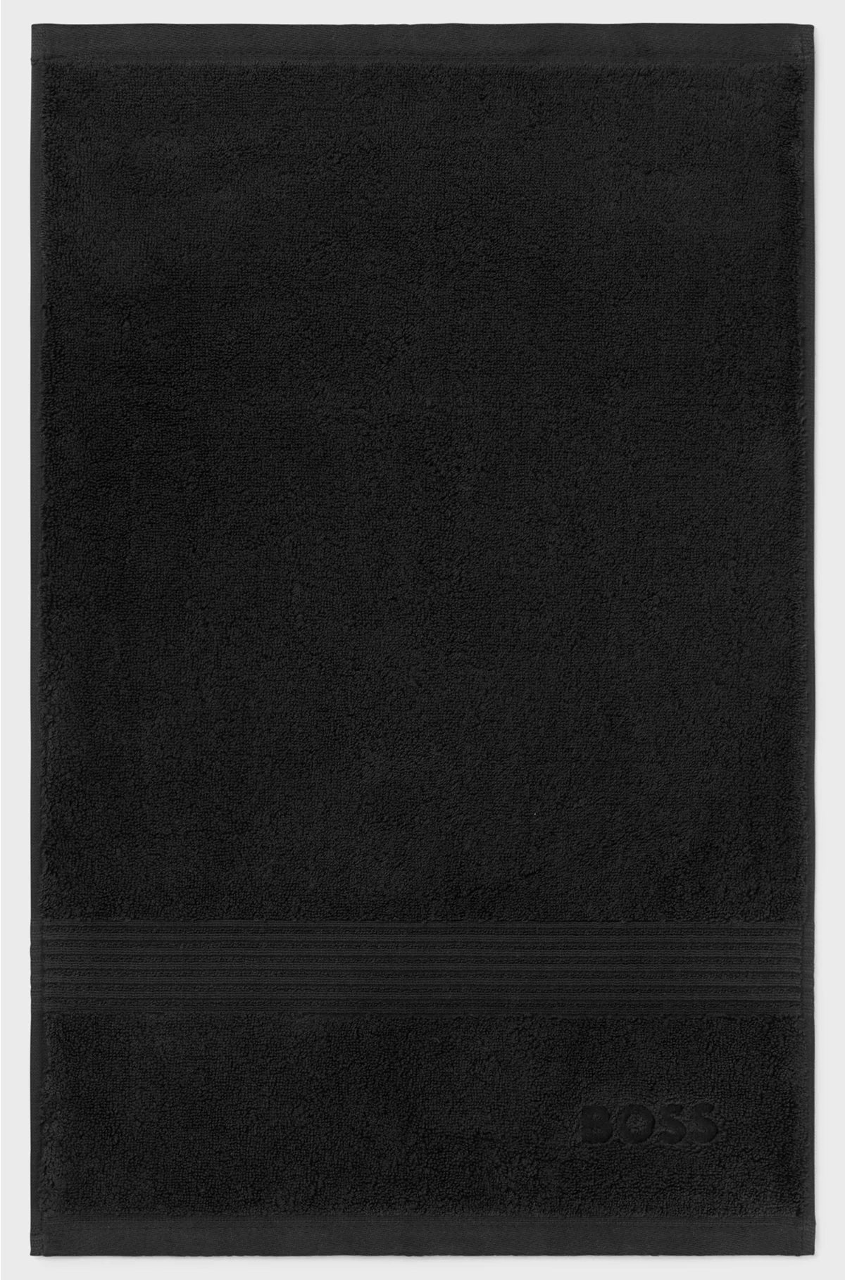 COTTON GUEST TOWEL IN BLACK WITH EMBROIDERED LOGO