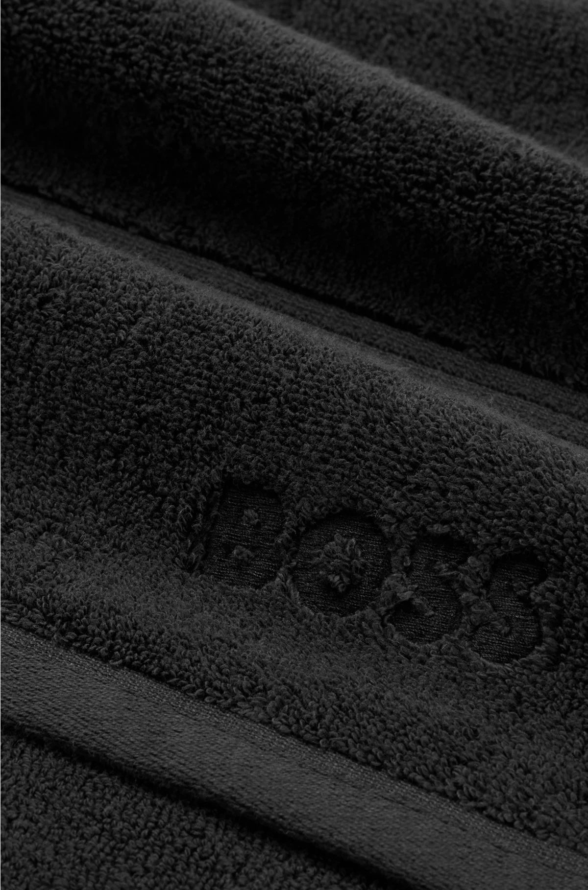 COTTON GUEST TOWEL IN BLACK WITH EMBROIDERED LOGO