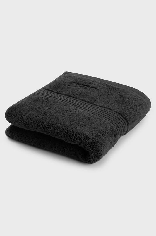 BLACK AEGEAN-COTTON HAND TOWEL WITH TONAL LOGO