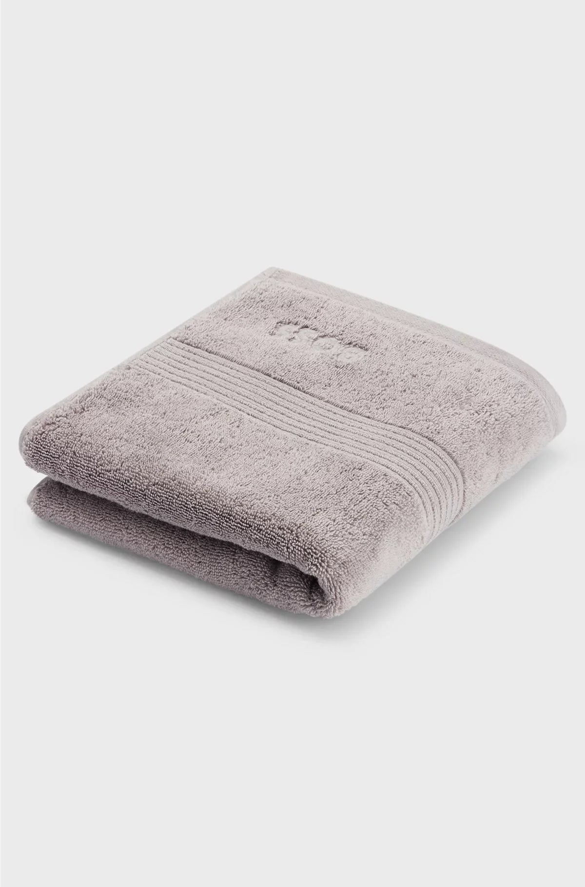 COTTON HAND TOWEL IN SILVER WITH EMBROIDERED LOGO