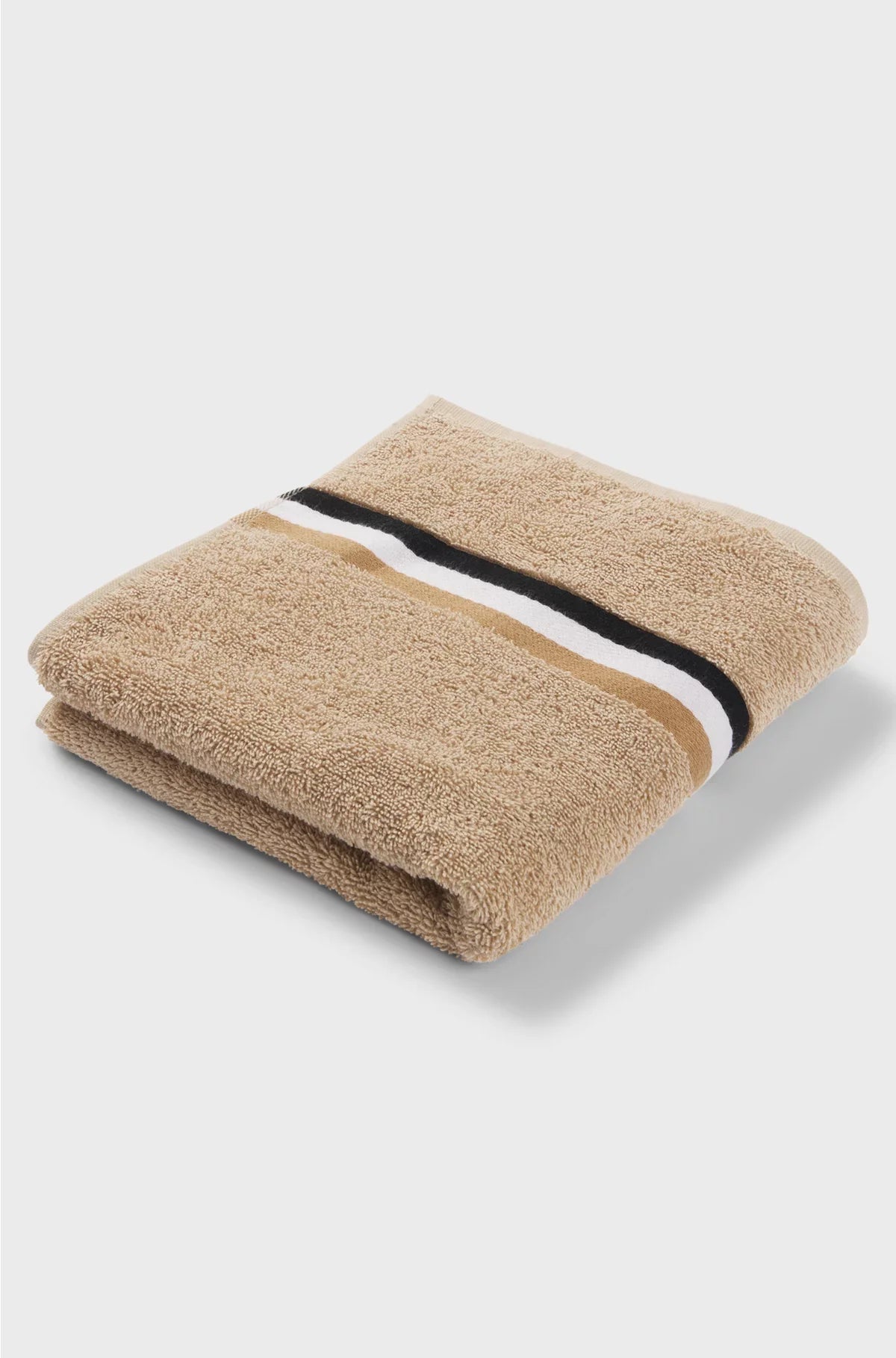COTTON HAND TOWEL WITH SIGNATURE-STRIPE BORDER