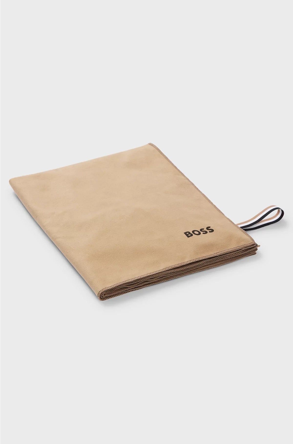MICROFIBRE TRAVEL TOWEL WITH SIGNATURE-STRIPE STRAP
