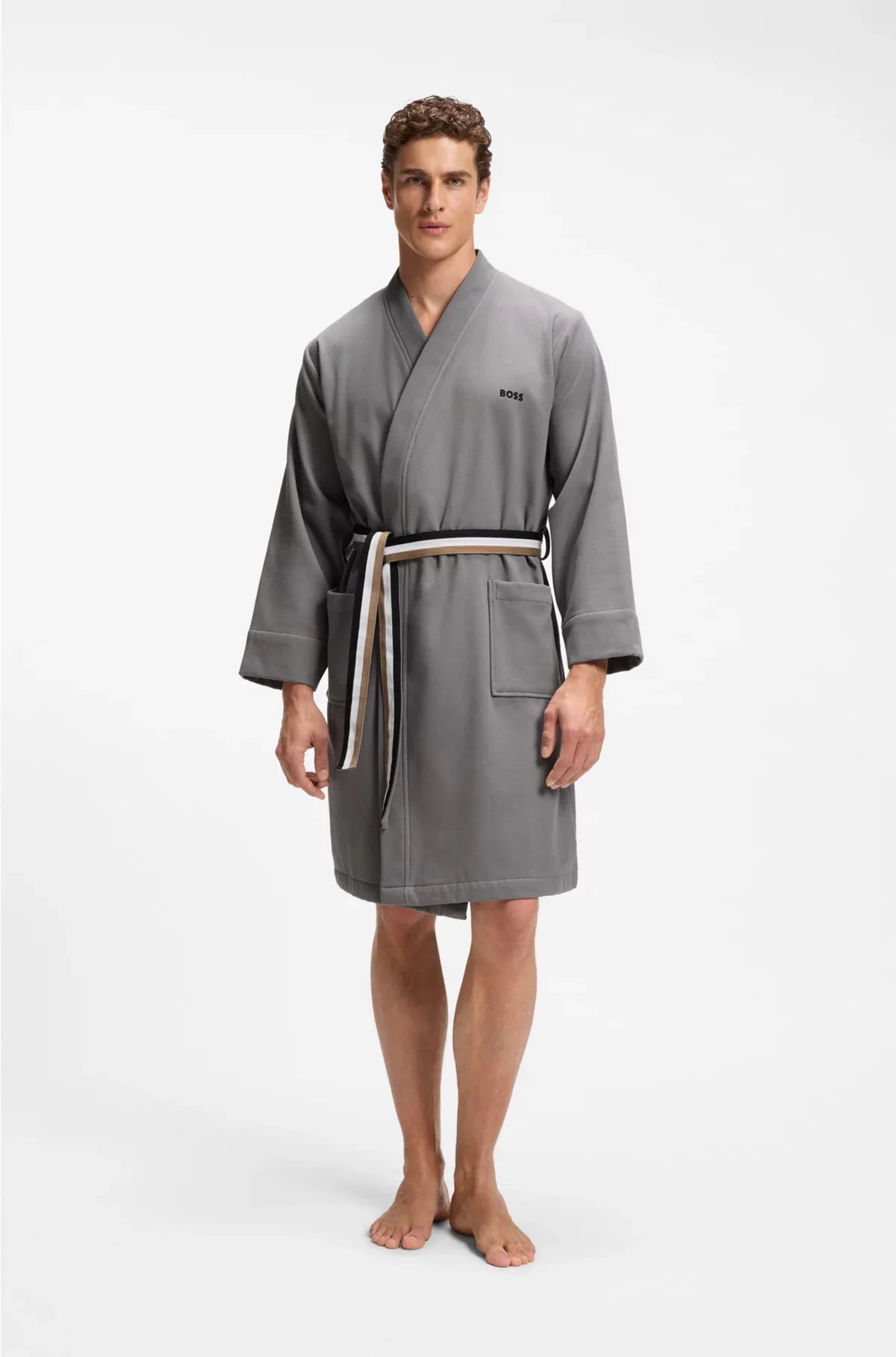 COTTON-TERRY DRESSING GOWN WITH QUICK-DRY INNER