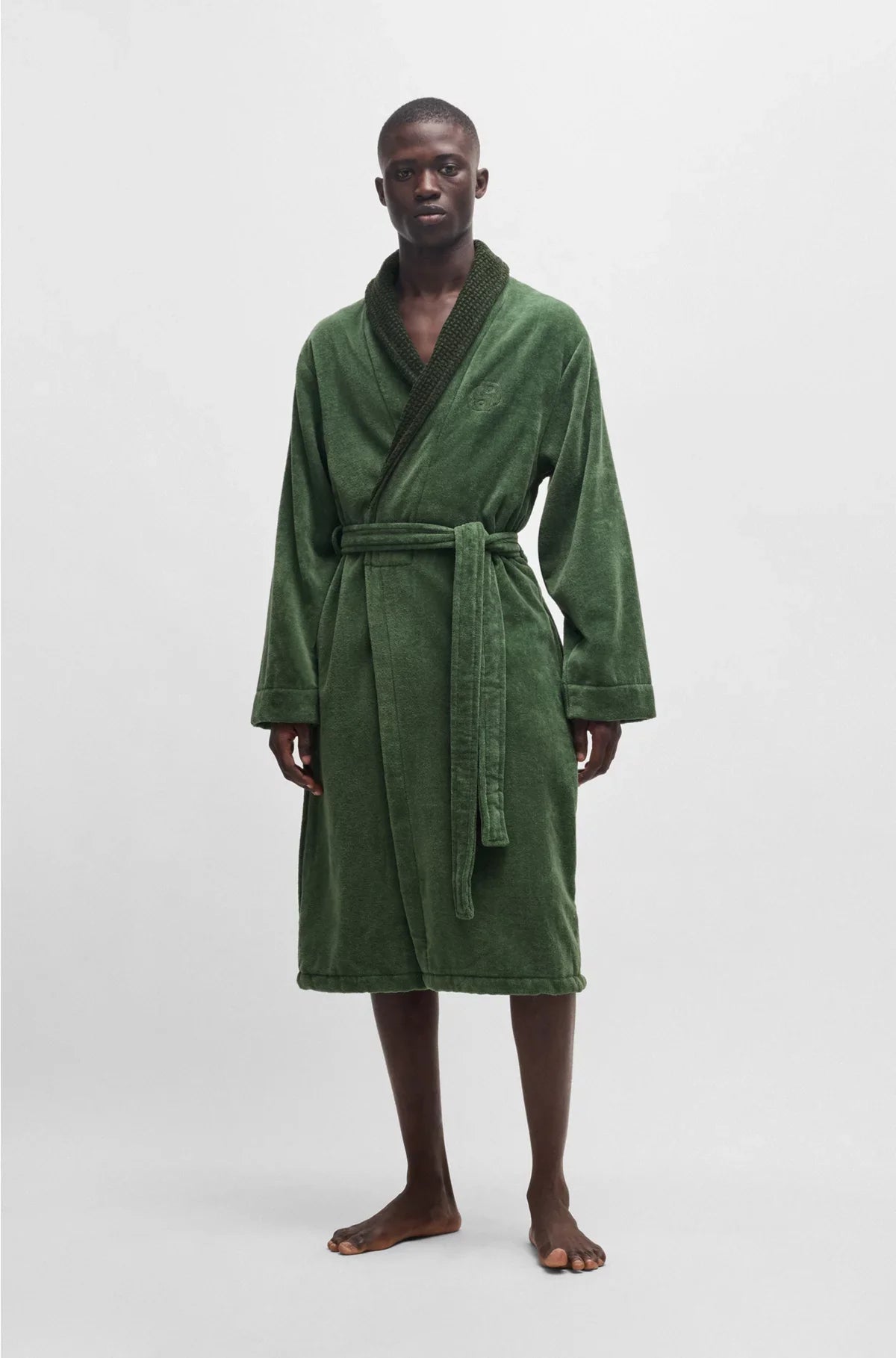 COTTON VELVET DRESSING GOWN WITH DOUBLE B MONOGRAM