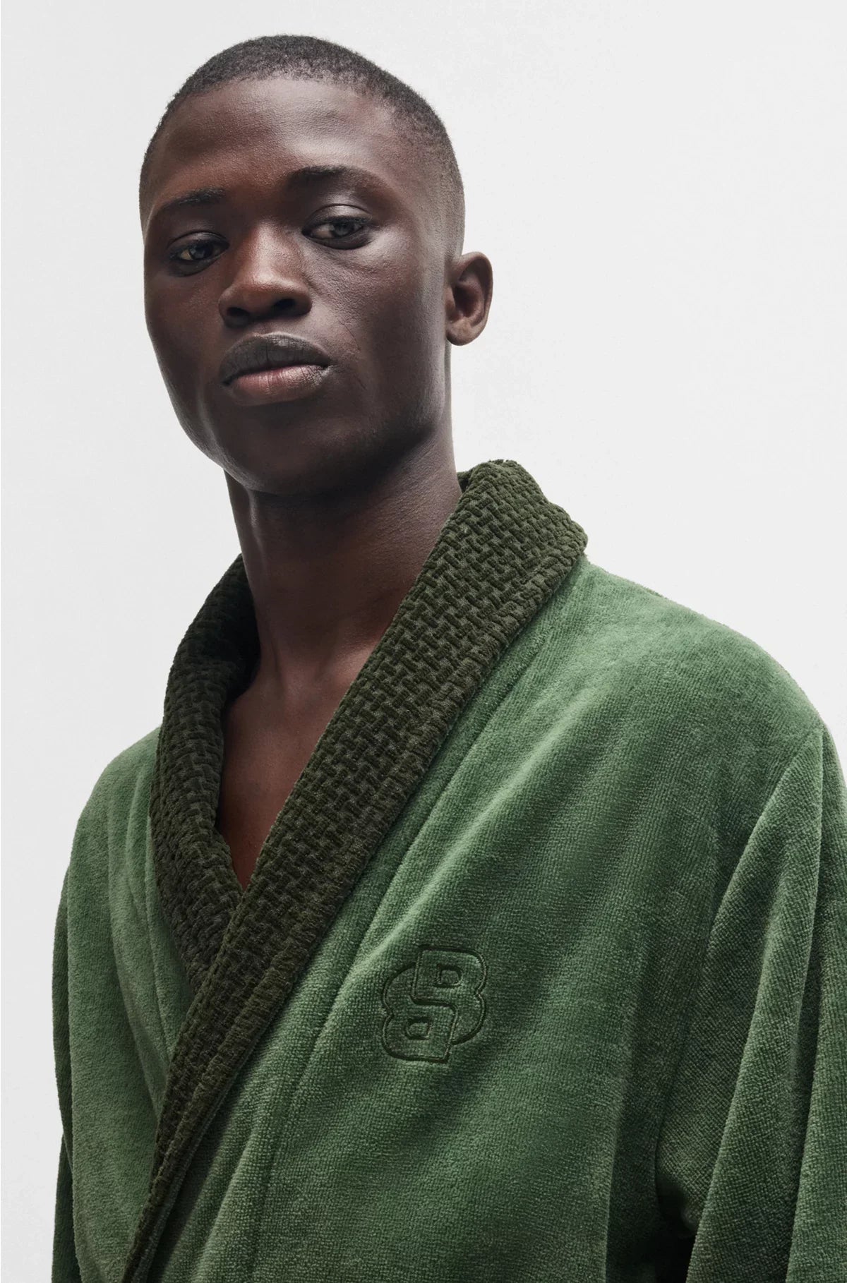 COTTON VELVET DRESSING GOWN WITH DOUBLE B MONOGRAM